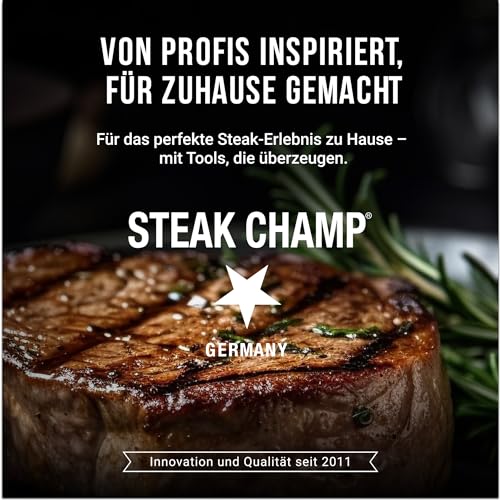 Foto von Steakchamp Fleischgabel und Steakmesser, 2 x 2 Stk.: Gabeln und Messer aus Klingenstahl, mit Mikrowellenschliff, Set 4-teilig, inkl. Holzkiste