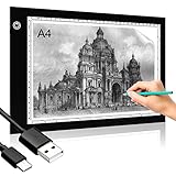 tablero led borrable 【Lightweight and Portable】:Led Light Pad Pesa sólo 0,61kg (sólo 5.5mm)，A4 LED Light Pad Diseño ultra delgado, muy ligero,Puede llevar esta caja de luz en cualquier momento y en cualquier lugar.También se puede poner fácilmente en una mochila escolar.