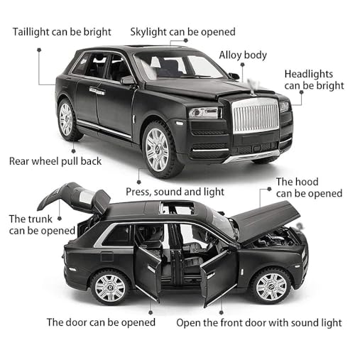 Image of 1:24 Scale Big Rolls Royce Cullinan Toy Car | Metal Pullback Diecast Car for Kids with Openable Doors, Sound, Light Effects Toy for Car Enthusiasts (Color As Per Available)