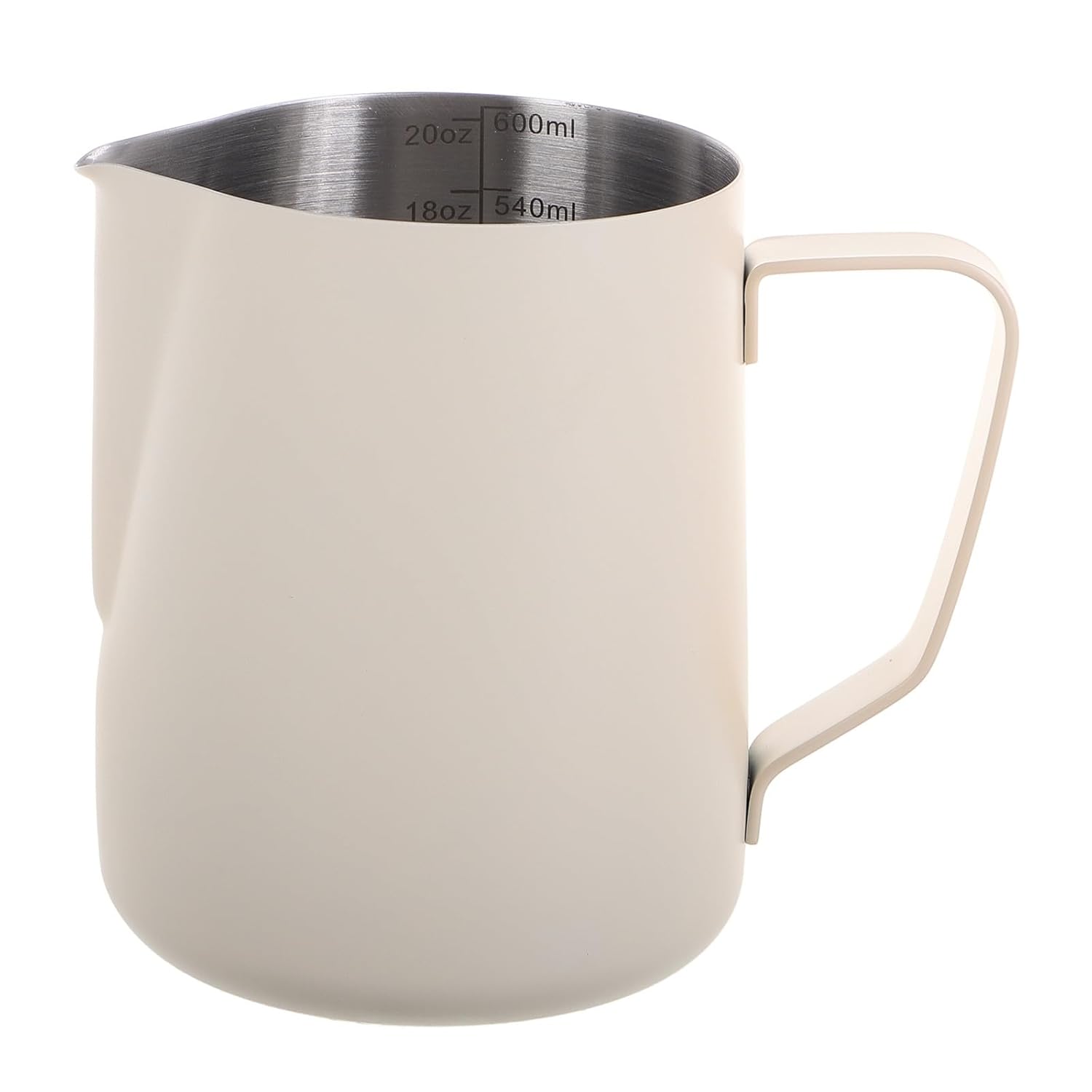 Housoutil Stainless Steel Milk Frothing Pitcher 600ml White Milk Steamer Jug for Espresso Machine Accessories Cappuccino Latte Art