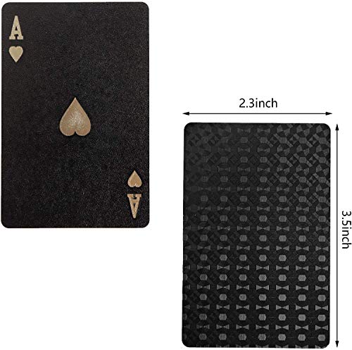 KAHEIGN Poker Spielkarten Kartenspiel, 24K Folie wasserdichte Pokerkarten Diamond Spielkarten Professionelles klassisches Zauber Trickwerkzeu für Kartenspieler Familienpartyspiel (Gold + Schwarz) – Bild 5