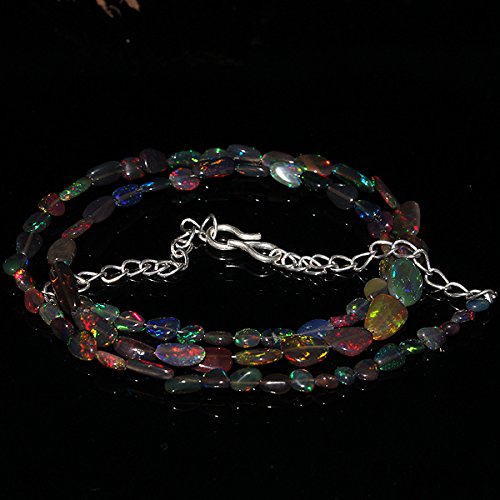 LKBEADS Naturalny etiopski Welo Fire czarny opal bębnowy naszyjnik #575