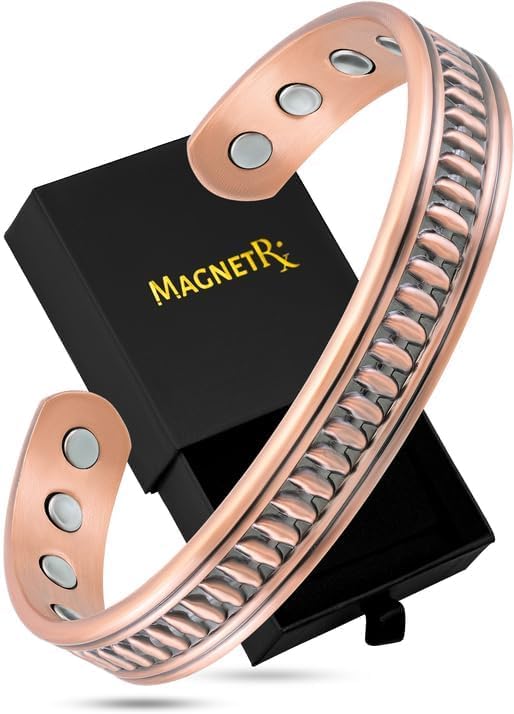 MagnetRX Pulseras magnéticas de cobre para hombres  Pulsera efectiva de cobre puro del 99.9% para hombres  Pulseras de terapia magnética de cobre