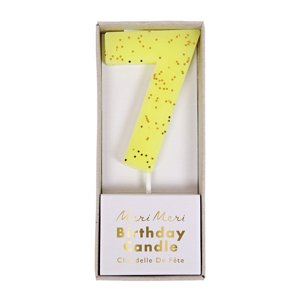 Bougie d'anniversaire 7 Jaune - Meri Meri