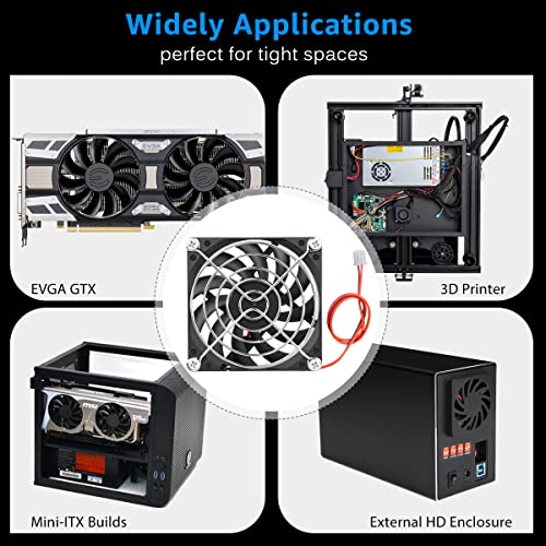 Image of GDSTIME Ultrathin 80mm x 80mm x 10mm 12V Brushless DC Cooling Fan for Laptop, Desktop, Server, Gaming Console, Router, Printer, Amplifier, Inverter