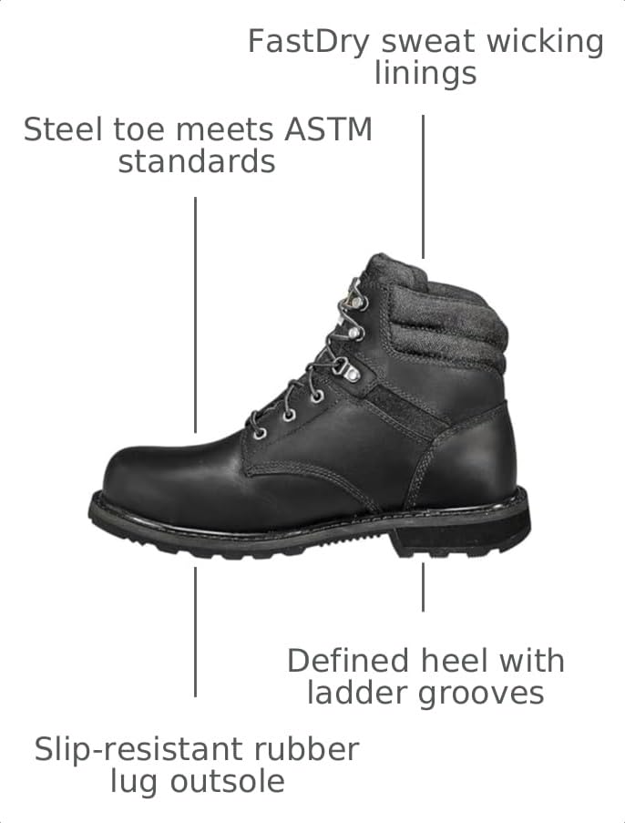 Carhartt Men's Traditional Welt 6" Steel Toe Work Boot, Black Oil Tanned, 8.5 M - image 3