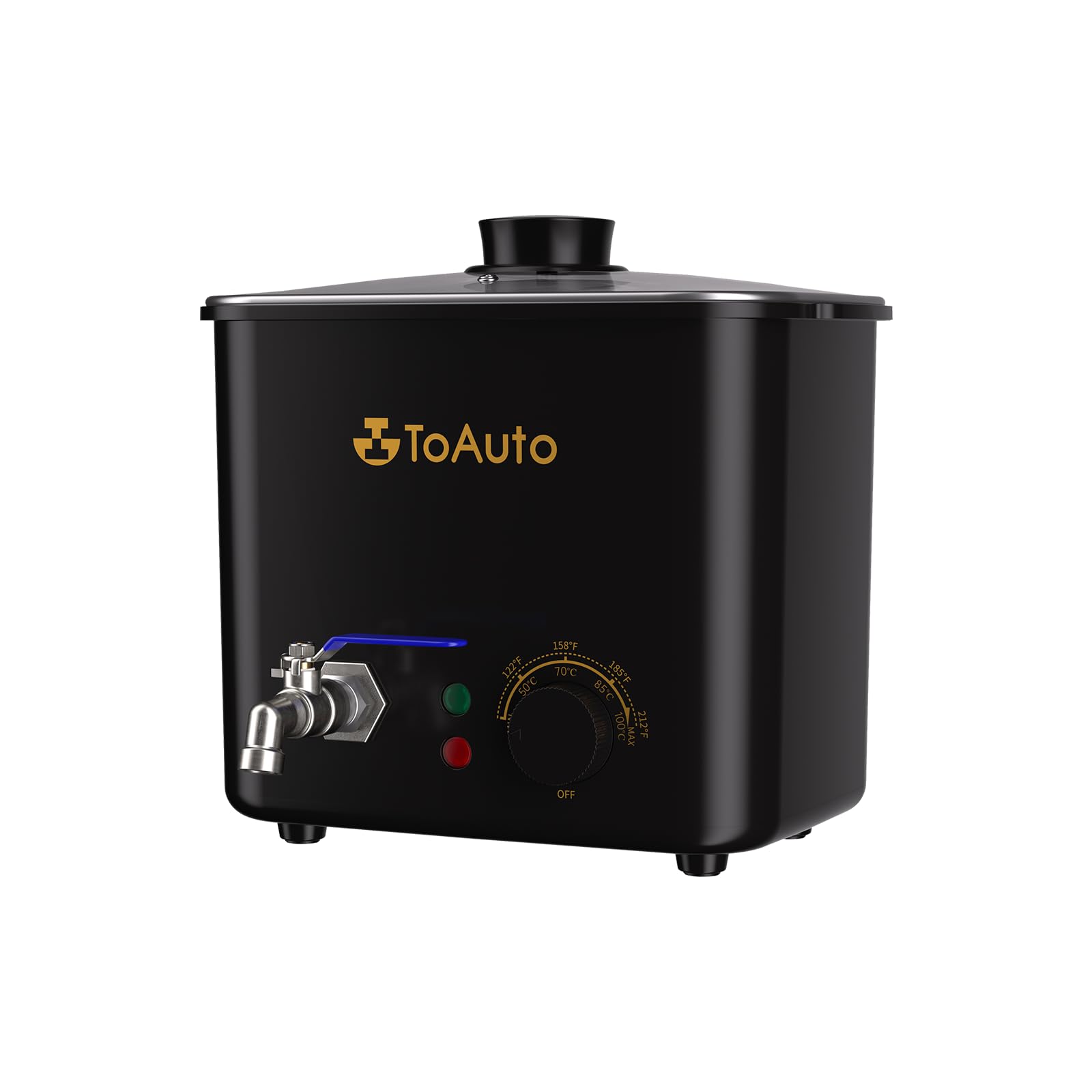 TOAUTO8Lbs Black Electric Candle Wax Pot - Soy Wax Melter for Candle Making with Quick Pour Valve & Various Temperature Control for DIY Candle Enthusiast, Easy to Use and Clean AC 120V
