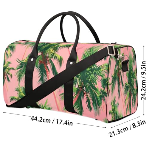 Travel Duffle Bag Palm Trees Themed Foldable Travel Bags for Men Women, 17 Inch Gym Bag Workout Bag Carry on Weekender Overnight Bag for Gym Travel4