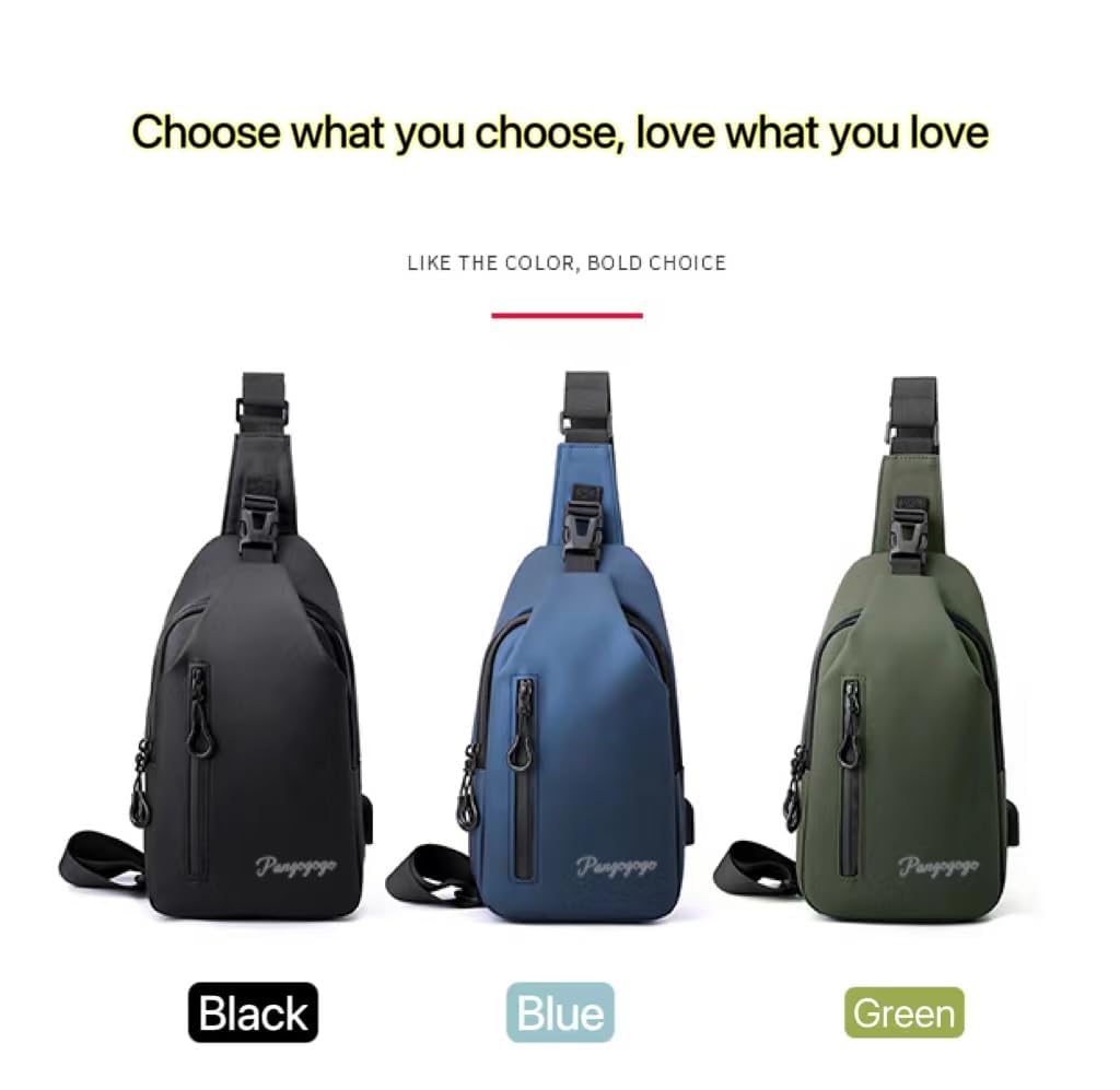 Luminzo Torba na ramię męska, mała, lekka i wodoszczelna torba Sling Bag dla mężczyzn, torba na klatkę piersiową/torba crossbody na podróż, festiwal, na co dzień, na wędrówki i jazdę na rowerze