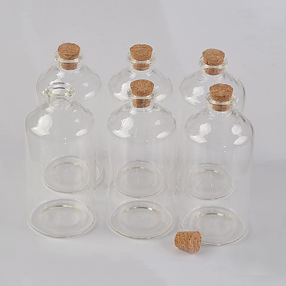 Mini szklane butelki, butelki życzeń, 110 ml przezroczyste szklane butelki z korka Fiolki rękodzielnicze Szklane puste butelki życzeń Słoiki Pojemniki Fiolki DIY na wesele (rozmiar: 20 ml)