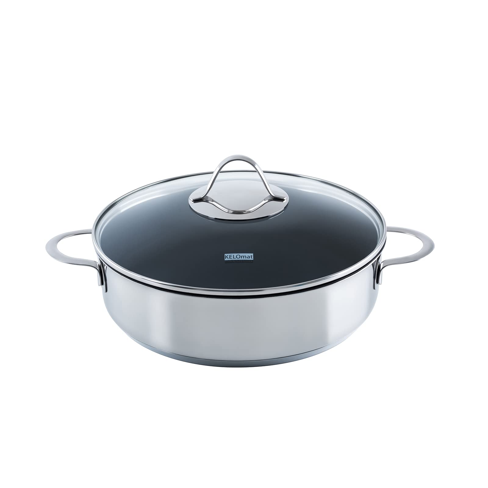 Kelomat, 3545-383, Perfekt Schmorpfanne mit Deckel, 28 cm Durchmesser, Edelstahl, induktionsgeeignet
