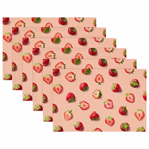 Sets de table fraises 30x45cm résistants chaleur et lavables - 6