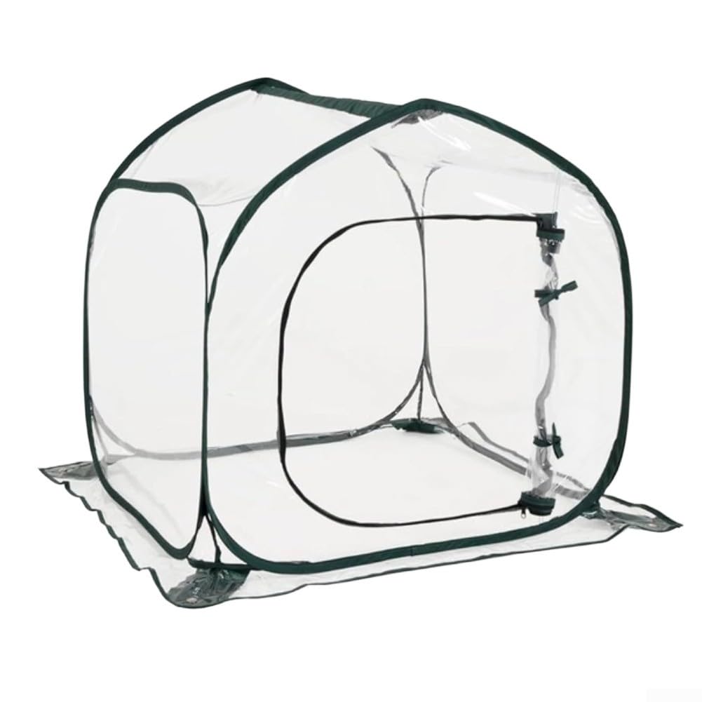 Serra in PVC trasparente per giardinaggio all'aperto con ingresso con cerniera di ventilazione e telaio leggero