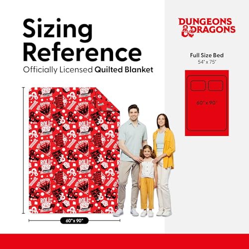 Image of Northwest Dungeons & Dragons Roll for Initiative Twin Quilted Blanket, Comfy Throw, Soft Lightweight Bedding for Bed, or Couch, 60 x 90 inches