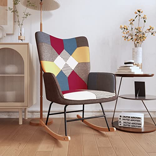 ARKEM Silla Mecedora de Tela Patchwork Mecedoras
