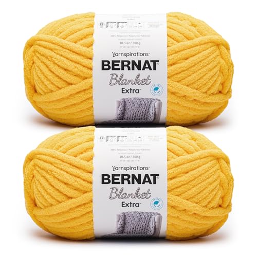 Image of Bernat Blanket Extra - Chunky Yarn for Hand Knitting, Crochet, Crafts & Amigurumi - #7 Jumbo - 21oz /600g - 194 Yards - School Bus Yellow - (2 Pack)