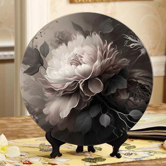 Moon Surface 10-inch Ceramic Plate for Wall Display or Tabletop, with Stand & Hook DP-225594132