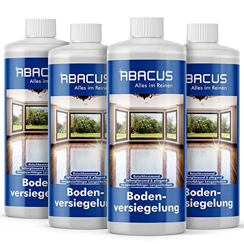 ABACUS® Sellador de suelos de parqué, laminado de PVC, sellado de tablones, sellado de corcho, 4 x 1 L (7688.4)