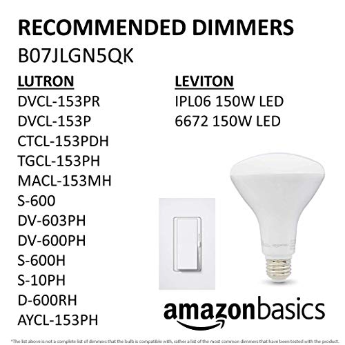 Image of Amazon Basics BR30 LED Light Bulb, 65W Equivalent, 11W Energy Efficient, E26 Standard Base, Soft White 2700K, Dimmable, 10,000 Hour Lifetime, 16-Pack