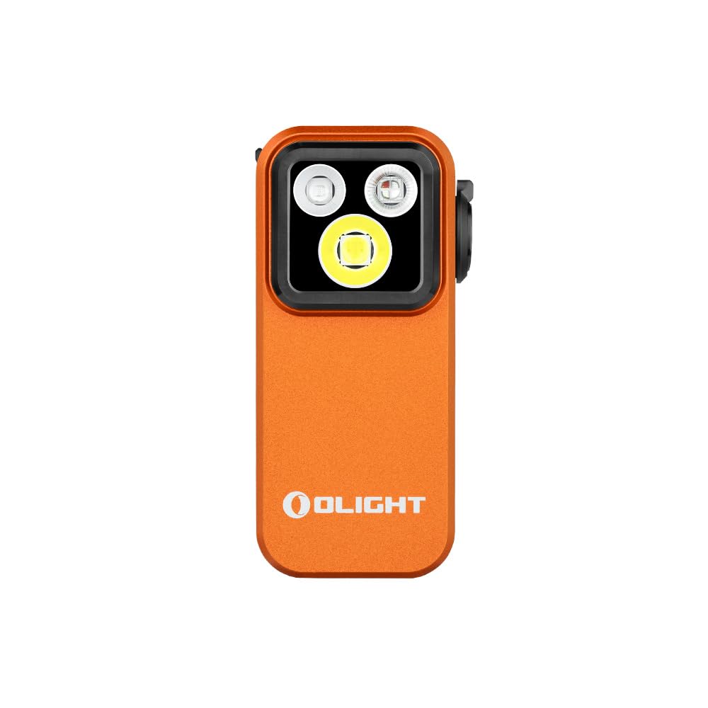 OLIGHT Oclip Pro S 5-in-1 LED Taschenlampe mit Weißlicht, UV 365nm und RGB, 600 Lumen USB-C wiederaufladbare Flashlight, IPX6 Clip Lampe mit vielseitigen Modi für EDC, Camping und Notfälle(Orange)