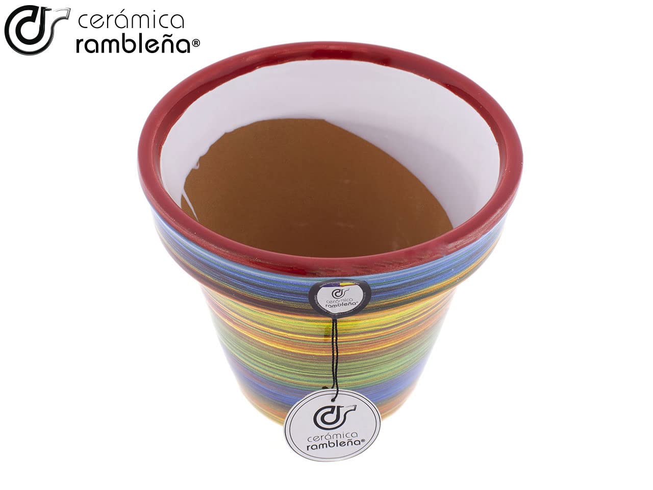 Ceramic RAMBLEÑA | Garnki z czerwonego błota | Dekoracyjne doniczki | Doniczki ceramiczne | Doniczki zewnętrzne | Rainbow - Model D102 | 100% Ręcznie robiona dekoracja | 20x20x17 cm