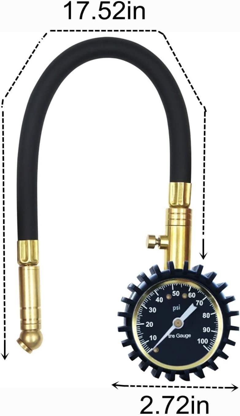 Cyfrowy manometr do opon, (0-100 PSI) manometr do ciężkich opon, łatwa do odczytania tarcza 2,7 cala, manometr niskiego i wysokiego ciśnienia powietrza, miernik opon do opon samochodowych i ciężarowyc