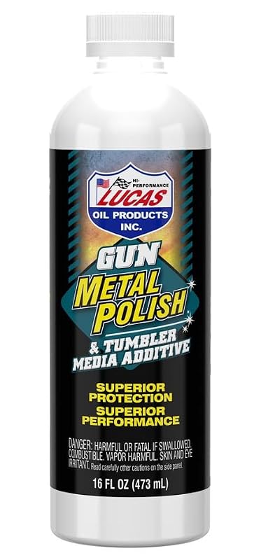 Lucas Oil 10880 Polidor para Metal de Armas e Aditivo para Mídia de Tambor, Frasco de 473 mL, Pacote com 12