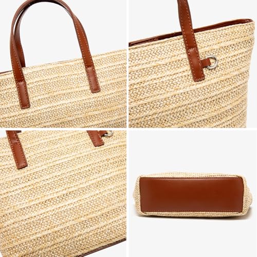 Bolso de playa de verano de paja para mujer miniatura 3