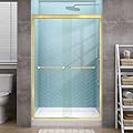GETPRO Sliding Shower Door 46-48 in. W x 72 in. H Semi-Frameless Bypasss Double Sliding Glass Shower Doors,1/4 inch Clear Tempered Glass Door for Walk-in Shower Brushed Gold