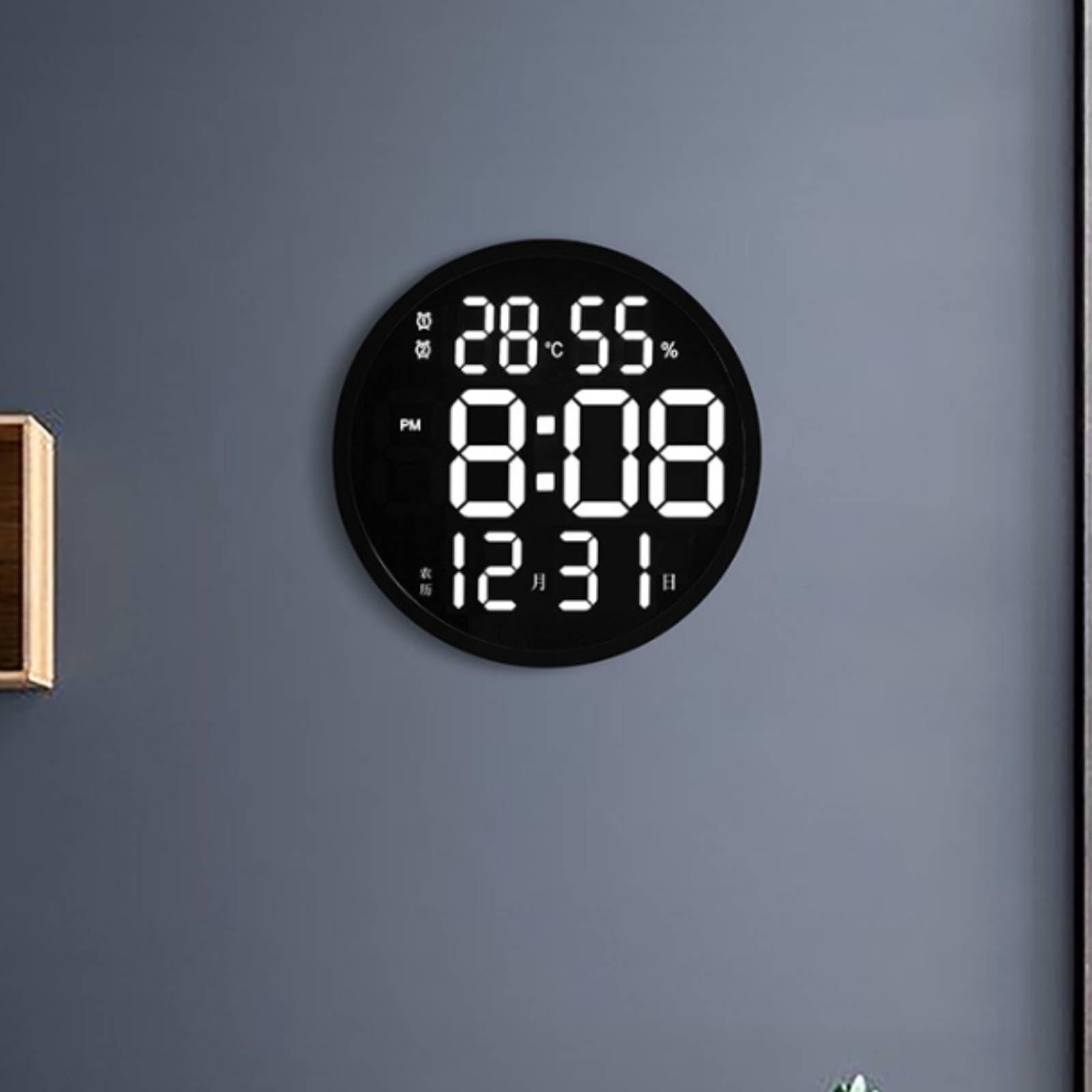 Orologio da Parete Digitale Grande Orologio a LED per Ufficio, Bianco