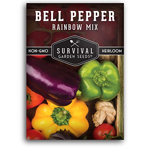 Bell Pepper Seeds for Planting - Rainbow Mix Sweet Peppers, Multi Color Variety for Home Garden...