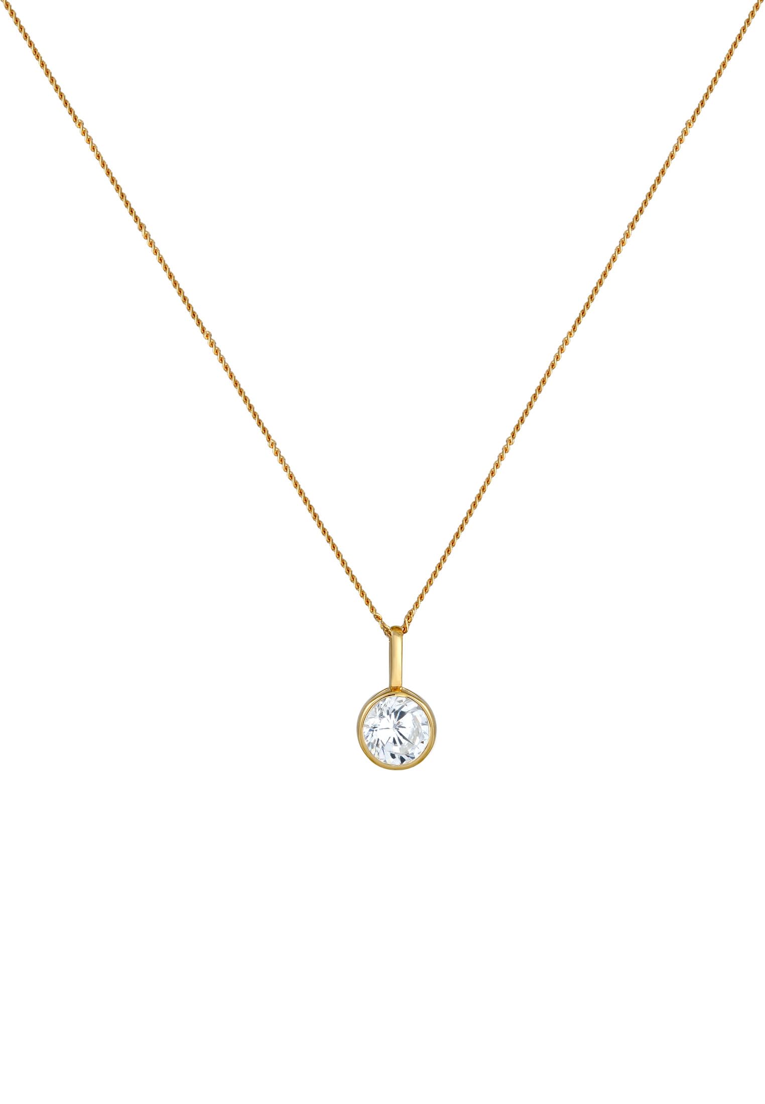 Elli Premium Halskette Damen mit Anhänger Solitär mit Zirkonia Kristalle