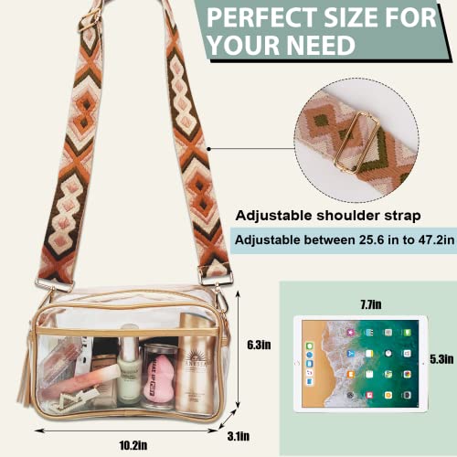 XSUIOY Clear bags Stadium Approved with Guitar Straps,Clear Crossbody Purse Transparent Daypack Backpack for Sports Events - Image 3