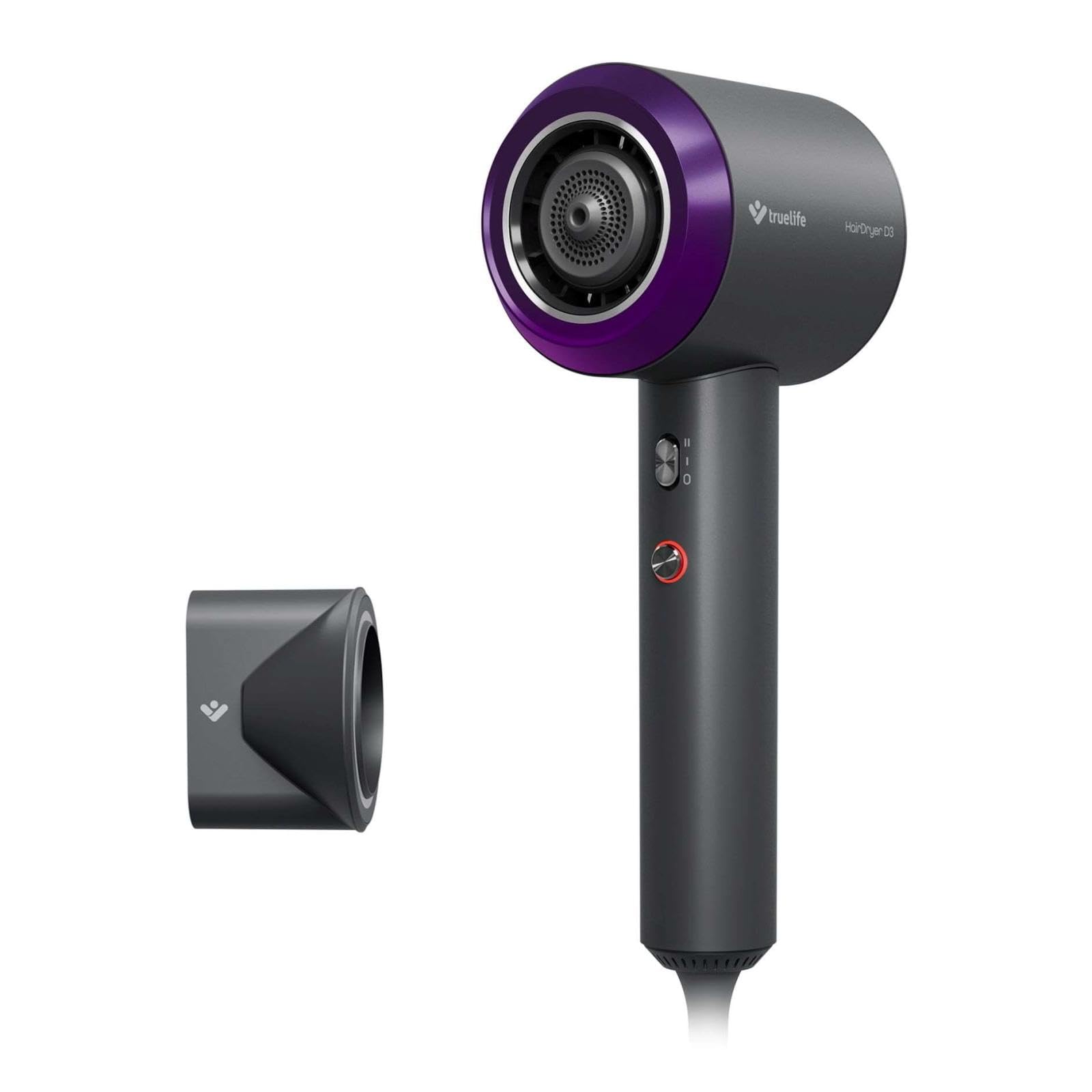 TrueLife HairDryer D3 Hair Dryer with Ionizer 40 Million Negative Ions Motor Up to 20,000 RPM Motor, Coloured LED Ring, 4 Temperature Options, 2 Speed Settings
