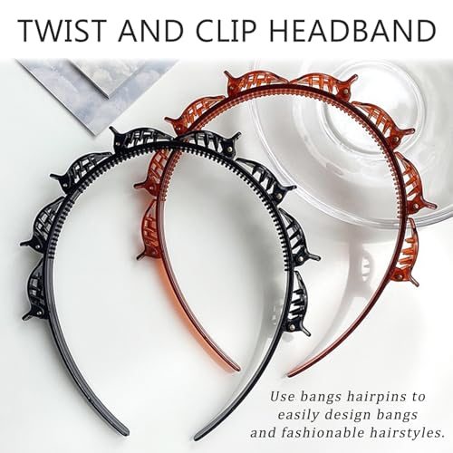 SYEYCW 4 Pcs Clip Headband, Multi-Layer Teeth Comb Hair Hoop Headband with Clips Attached, Non-Slip Double Bangs Hairstyle Hairpin, Hairstyle Accessories, Hair Styling Tools for Women Girls - Image 4