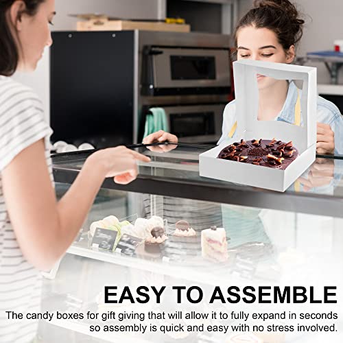 Mt Products White Bakery Boxes With Window - Size Of 10" X 10" X 2.5" - 15 Pieces Pastry Boxes - Perfect For Donuts, Muffins And, Cookies - Made In The Usa #TOP3