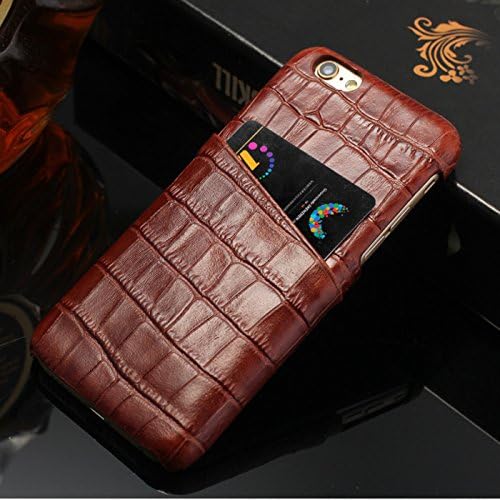 Leather iPhone 6 Case by Stanii Genuine Leather Alligator Print Stylish Case for iPhone 6 Compatible with iPhone 6S (Dark Brown)
