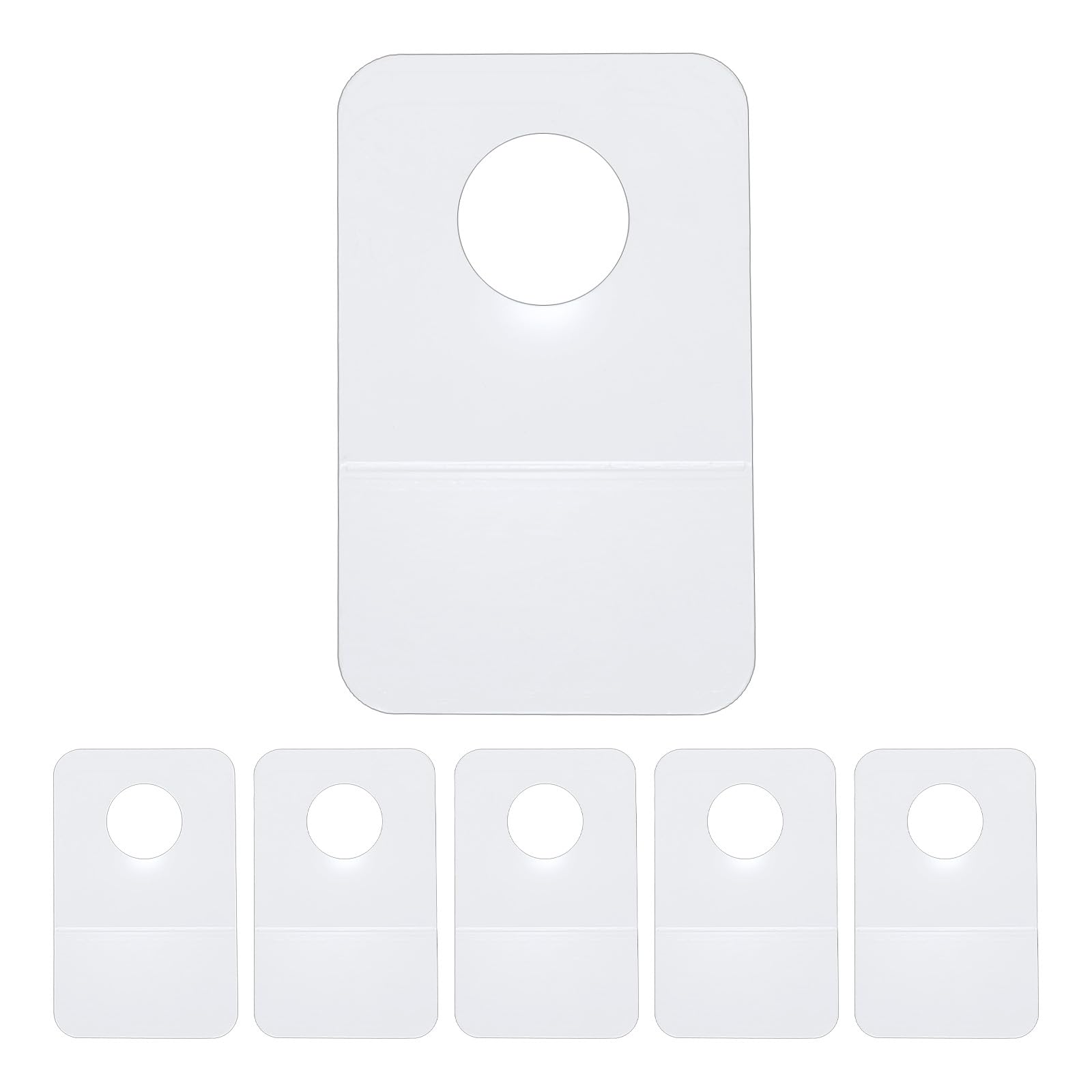 uxcell 200 Pcs Hang Tags Round Hole Hang Tabs, 1.57 x 1 Inch Self-Adhesive Hanging Tabs for Retail Store Hanging Sale Items Clear