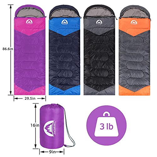 SWTMERRY-Sleeping-Bag-3-Seasons-Summer-Spring-Fall-Warm-Cool-Weather-LightweightWaterproof-Indoor-Outdoor-Use-for-Kids-Teens-Adults-for-Hiking-and-Camping
