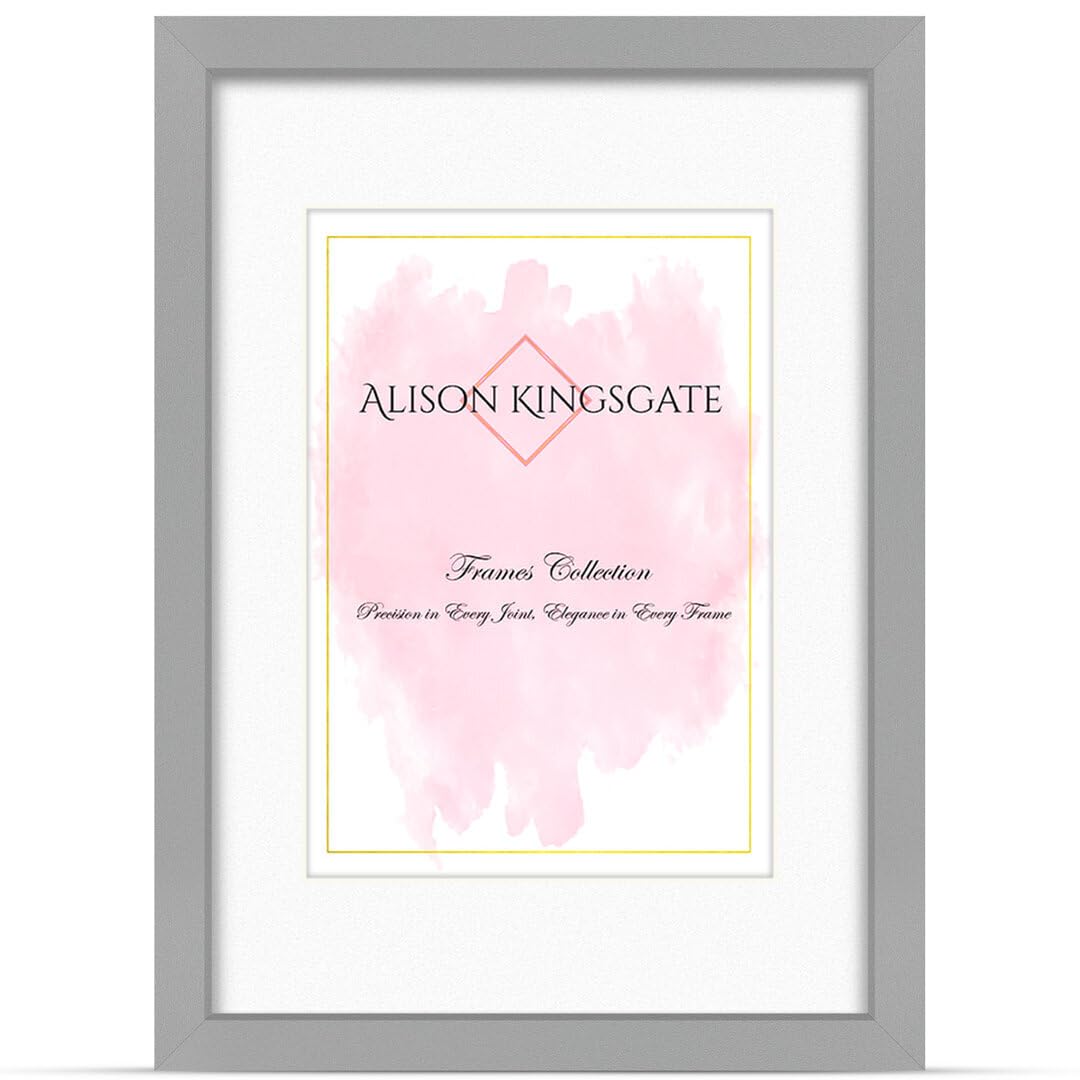 Alison Kingsgate A1 Light Grey Picture Frame with A2 Mount - Engineered Wood Photo Frame with Precision Cut Cardboard Mount - Ideal for Posters -Sizes & Colours Available — image 1