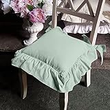 Tamaño: approx. 40 x 40 AT17 Cojín de la Silla con Volantes, Funda y Relleno de Cojin, Almohada Funda De Cojín Romántico Rústico Shabby Chic - Volantes - 40x40 - Verde Agua Claro