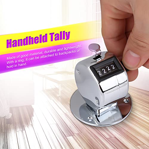 4 Stelliger Handzähler Zähler, Metall Zähler Klicker Counter, 0 an 9999 Rückstellbarer Mechanischer Manuelle Zählwerk Hubzähler Schrittzähler mit Base Reihenzähler für Personenzähler, Coaching, Golf