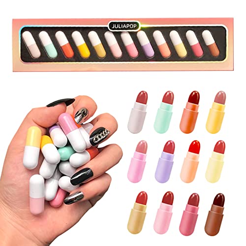16 Colors Mini Pill Lipstick Set Gifts for Women Mom Girls, Multicolor Velvet Matte Lipstick, Portable Capsule Lipstick for Dating, Shopping, Make-up