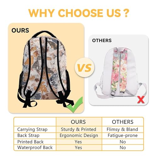 Backpack for Girls, Cute Cat Bookbag for School, 16 Inch Lightweight Schoolbag for Preschool Elementary, Kids Daypack for Cat Lovers Back to School4