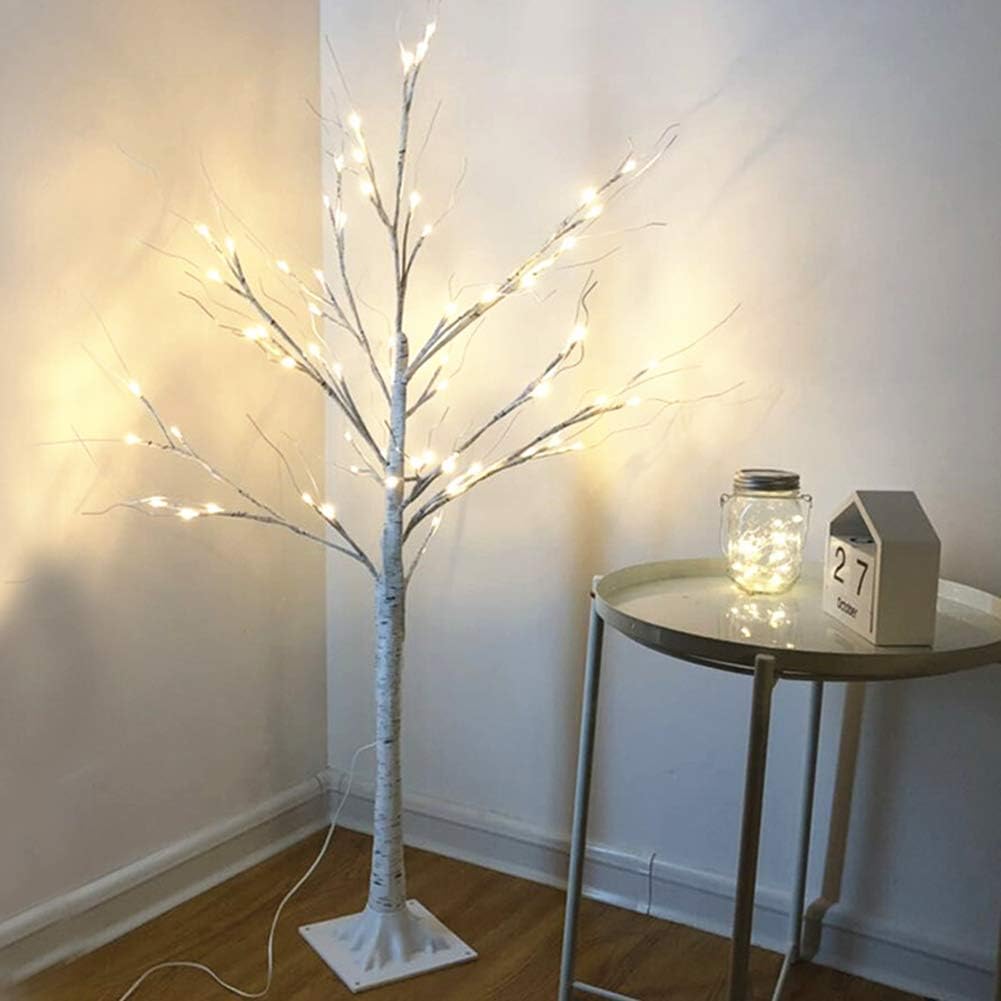 Warm White Light Plastic Sequins Twig Branch Birch Trees Lights USB Powered for Home Party Holiday Decoration (120cm)