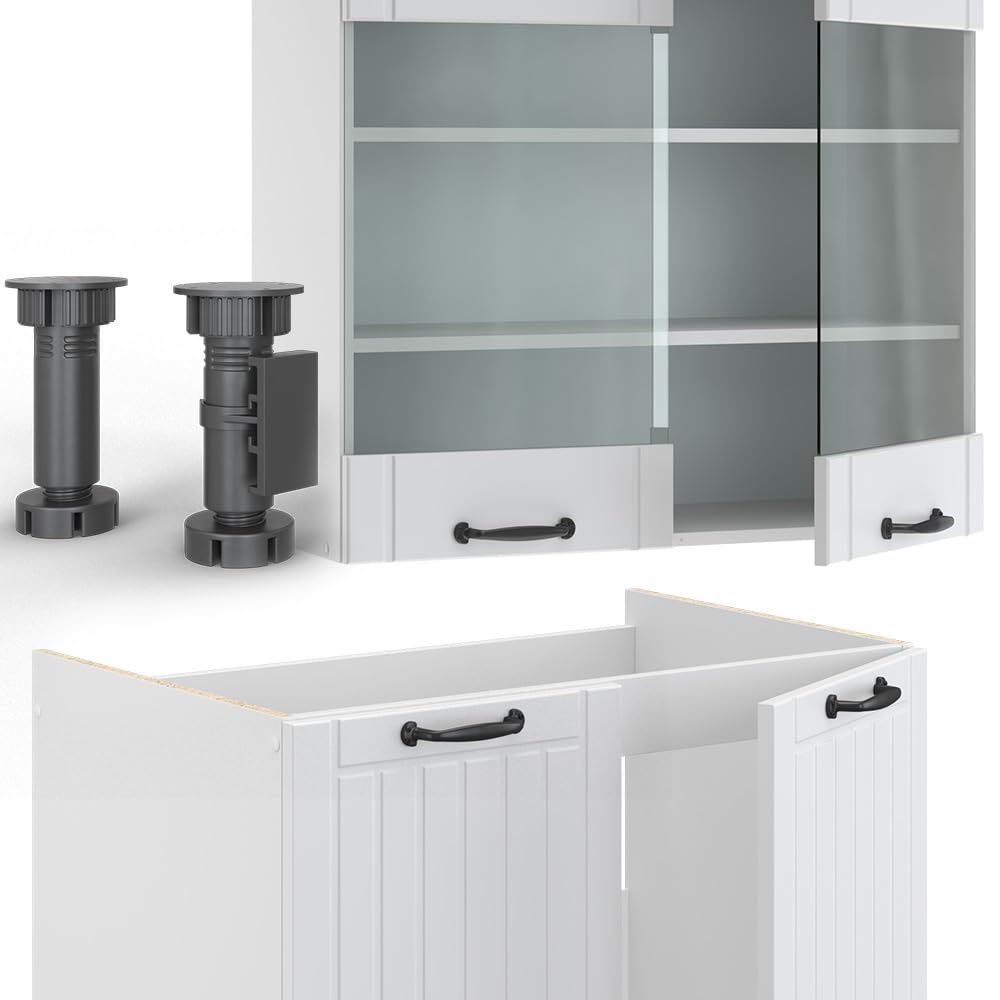 Vicco Mueble de Cocina Fame-Line, Casa de Campo Blanca/Blanca, 235 cm, ET Roble, Apto para ampliación Flexible con módulos adicionales