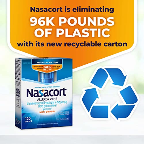 Nasacort 24Hr Allergy Nasal Spray For Adults, Non-Drowsy & Alcohol Free, 120 Sprays, 0.57 Fl. Oz. #TOP7