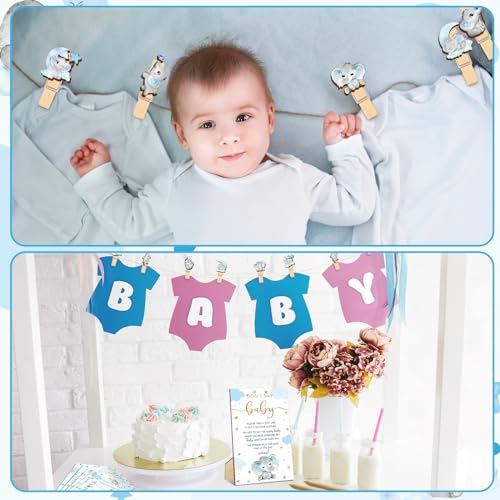 Image of Patelai 321 Pcs Elephant Baby Shower Decorations Blue It's a Boy Baby Shower Games 5 Set Don't Say Pencils Clothespins Sign Serve 50 Guests for Blue Elephant Gender Reveal Birthday Party Supplies