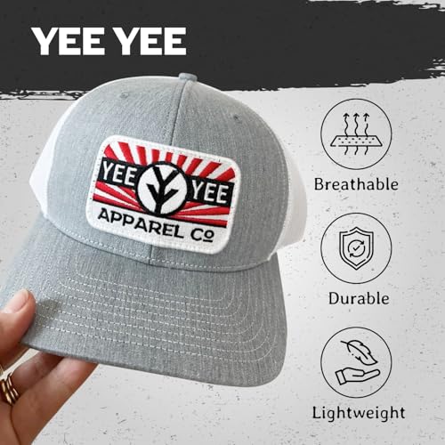 Image of Yee Yee Apparel Men's Trucker Hat | Men's Trucker Hat with Adjustable Snapback, Men's Snap Cap with Apparel Patch or Embroidery, Pre-Curved Brim