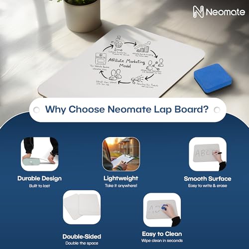 Image of Melamine Dry Erase Lap Boards | 9x12 Inch, Pack of 2 | Includes 2 Boards, 2 Markers, 1 Eraser | Portable Double-Sided Whiteboard for Kids, Students & Teachers